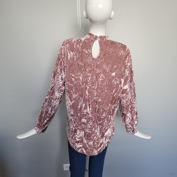 Nanette Lepore Crushed Velvet Choker Neck Top, VGUC, Size L - Picture 3 of 7
